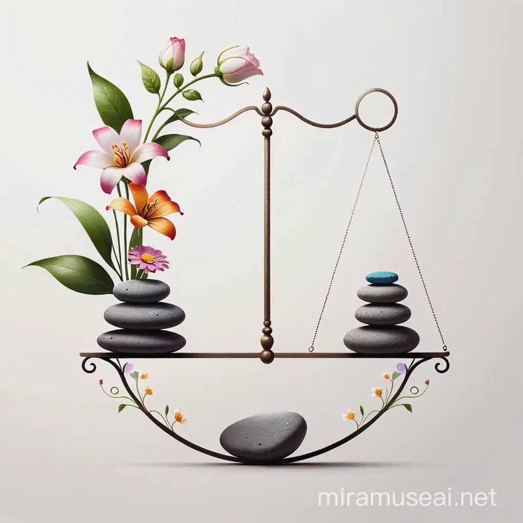 Flowers and Stones Balanced Composition Art