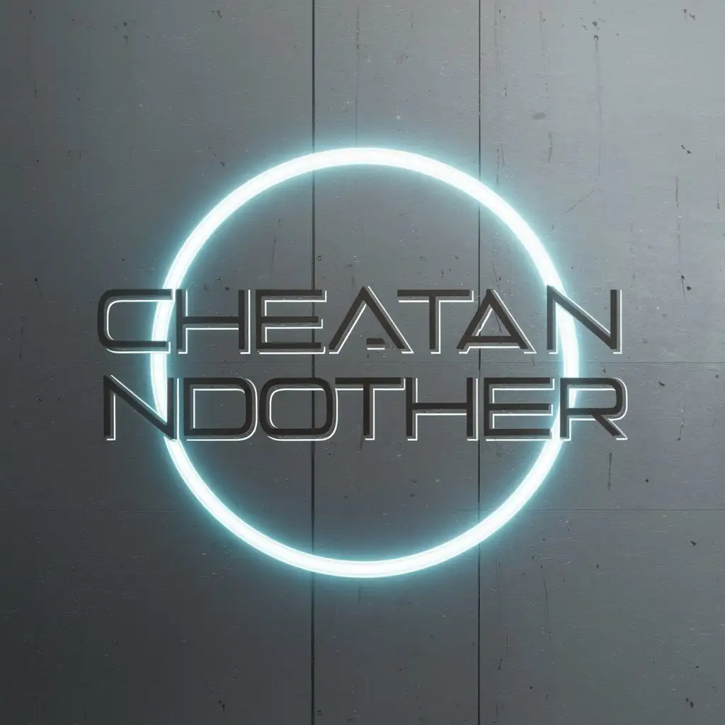 логотип, серый фон, надпись:cheatandother, надпись находиться в круге который светиться синим в темноте