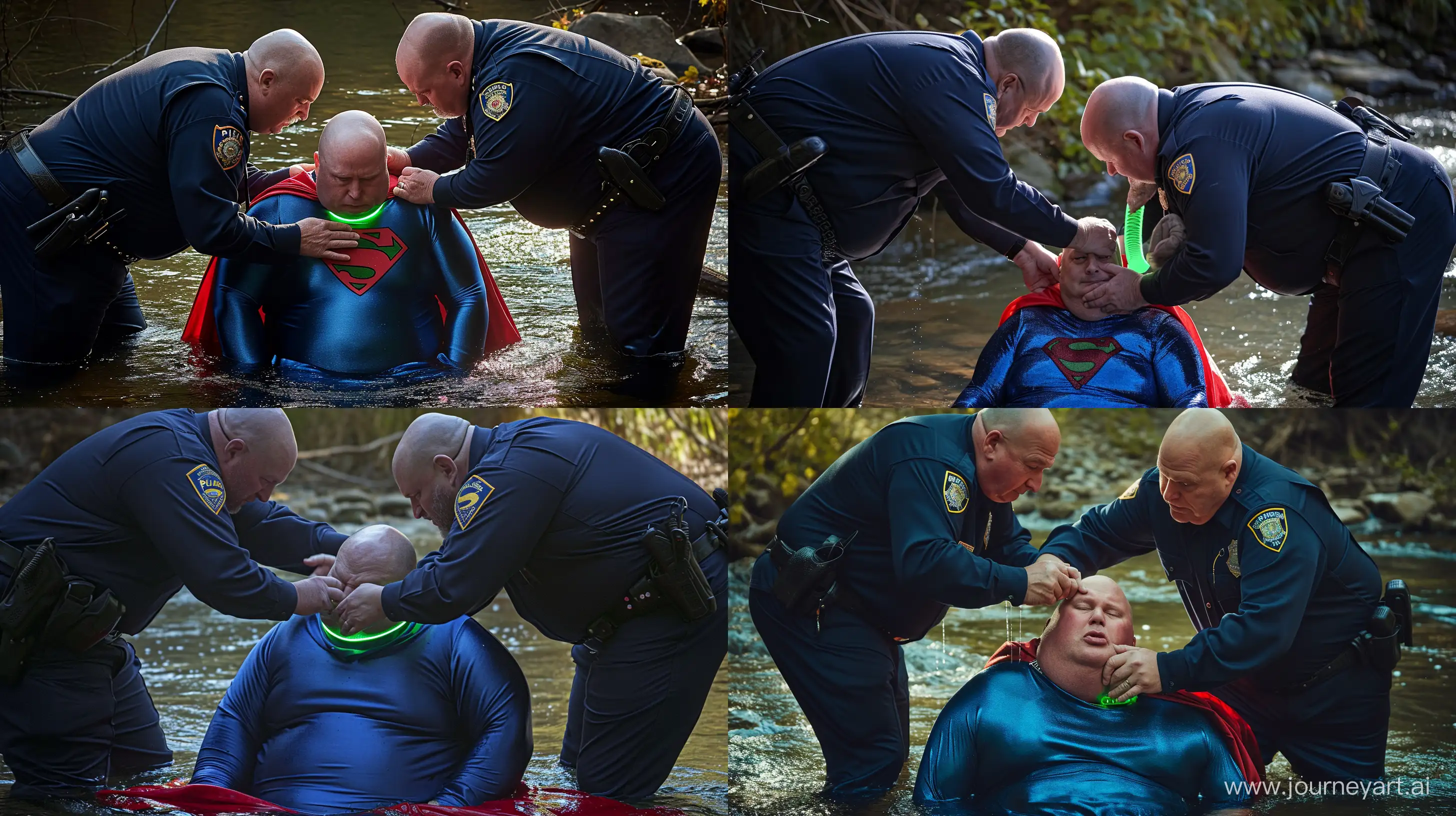 Senior-Superhero-Transformation-Glowing-Collar-in-Water-Stream