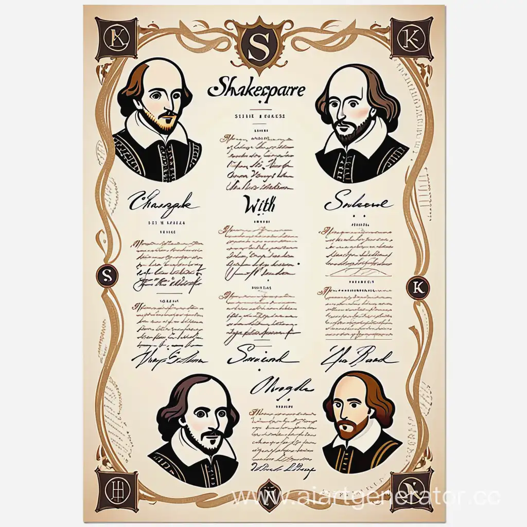 постер шекспир с английскими подписями