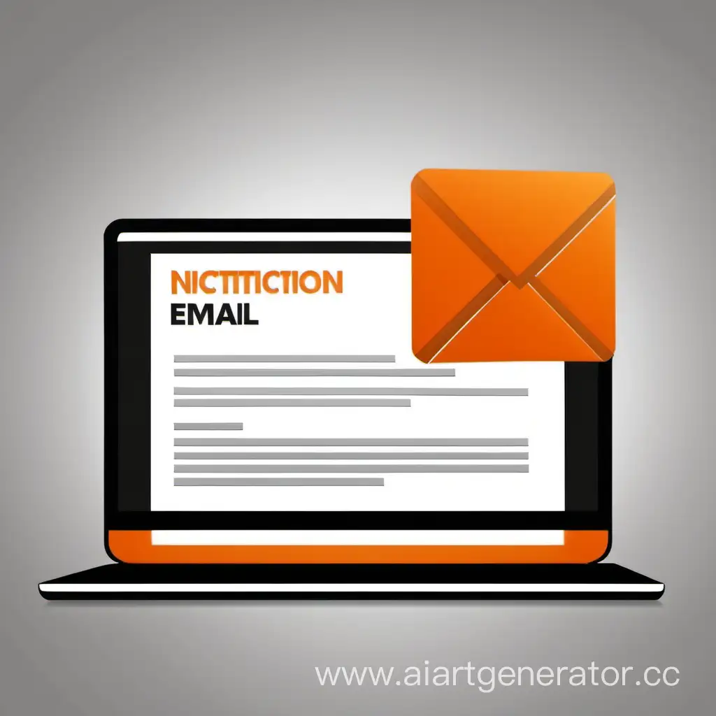 Для презентации: Уведомление электронное письмо на компьютере Чёрный фон, оранжевые акценты