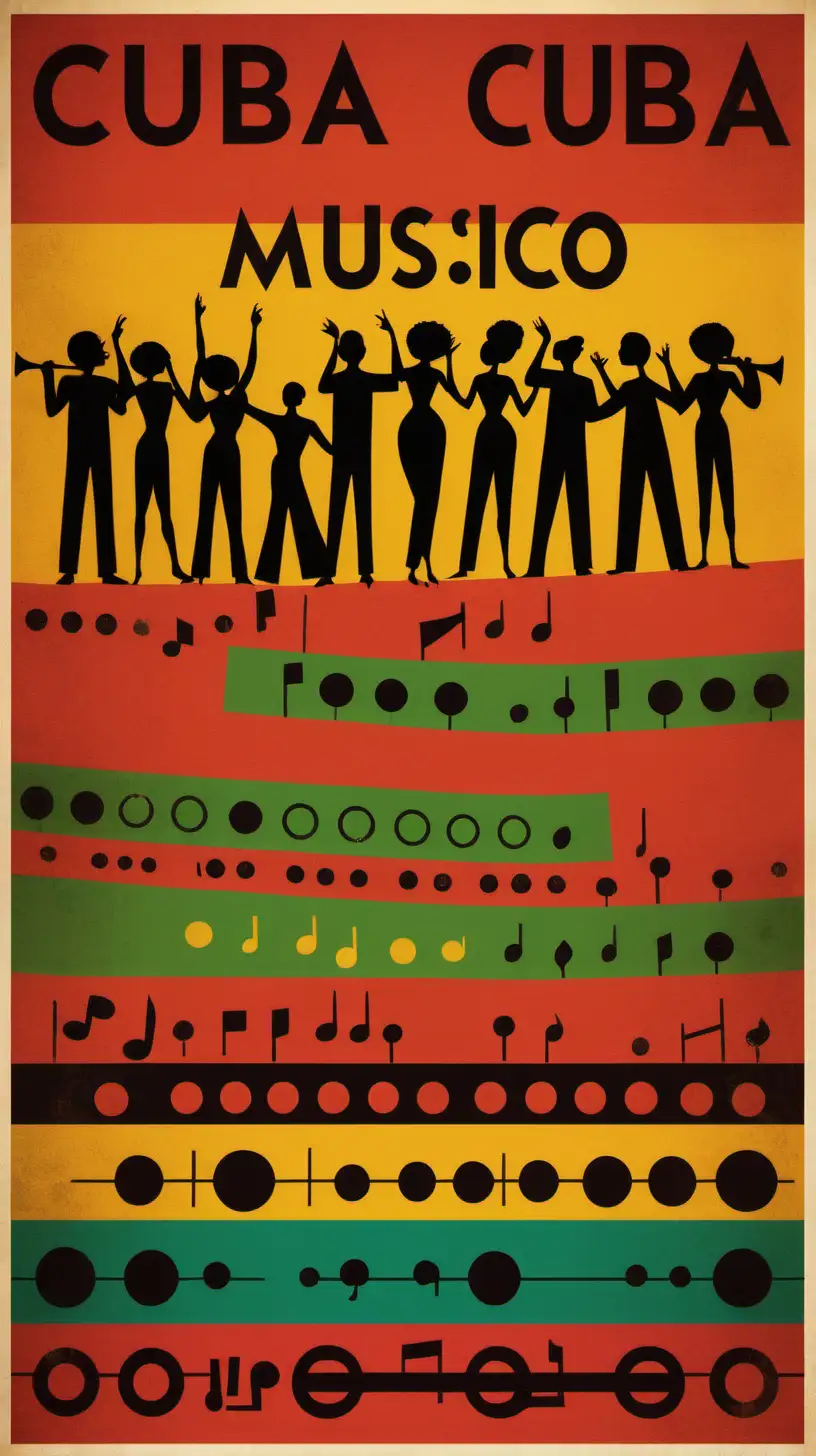 Colourfull yet simple music poster without featuring humans, inspired by Cuba, Mexico, Spain, Africa and Jamaica.  
