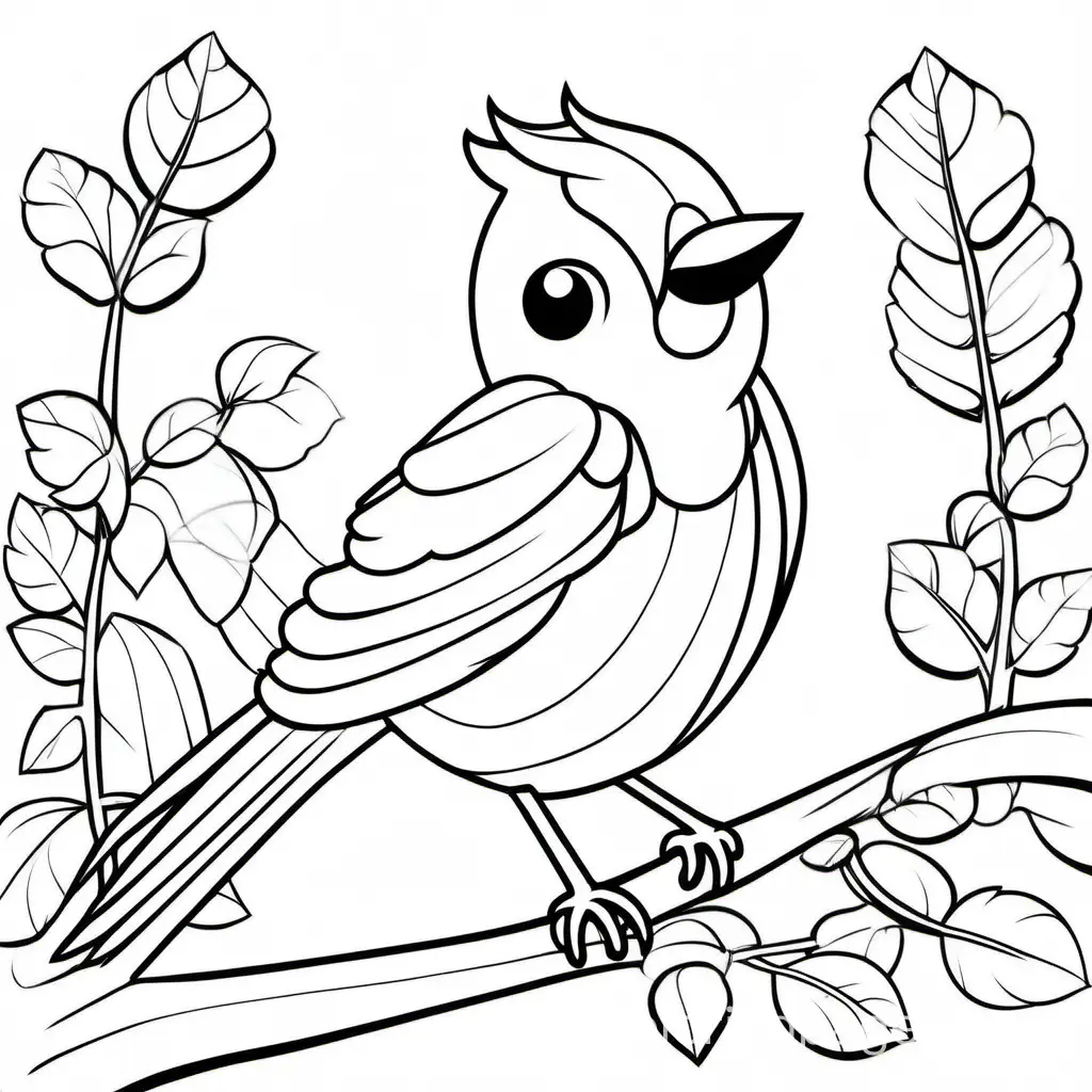 cute bird

, Coloring Page, black and white, line art, white background, Simplicity, Ample White Space. The background of the coloring page is plain white to make it easy for young children to color within the lines. The outlines of all the subjects are easy to distinguish, making it simple for kids to color without too much difficulty