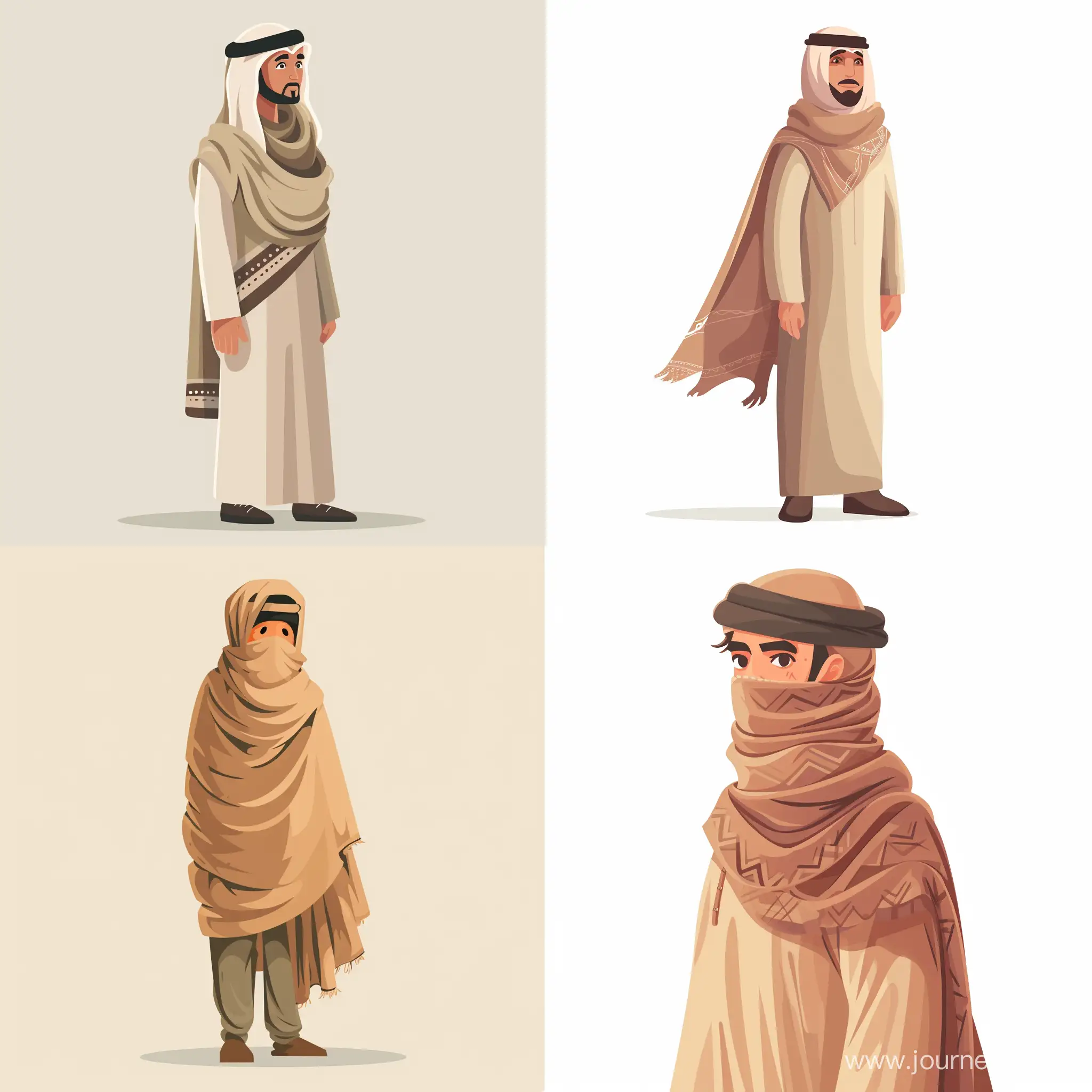 رجل ملابس عربية شماغ حنون كرتونية 
 واقف 