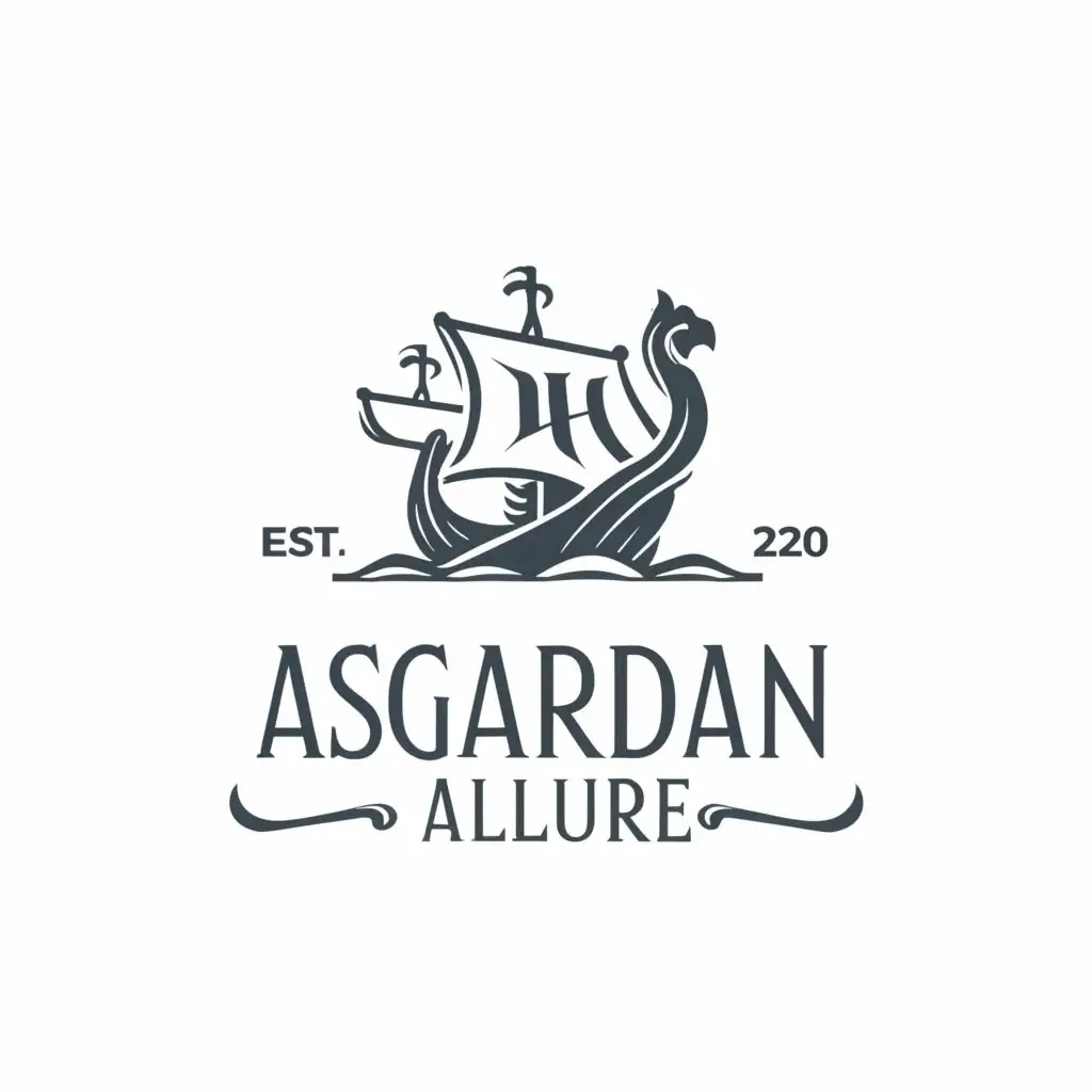 a logo design,with the text "Asgardian Allure", main symbol:Viking,Moderate,clear background