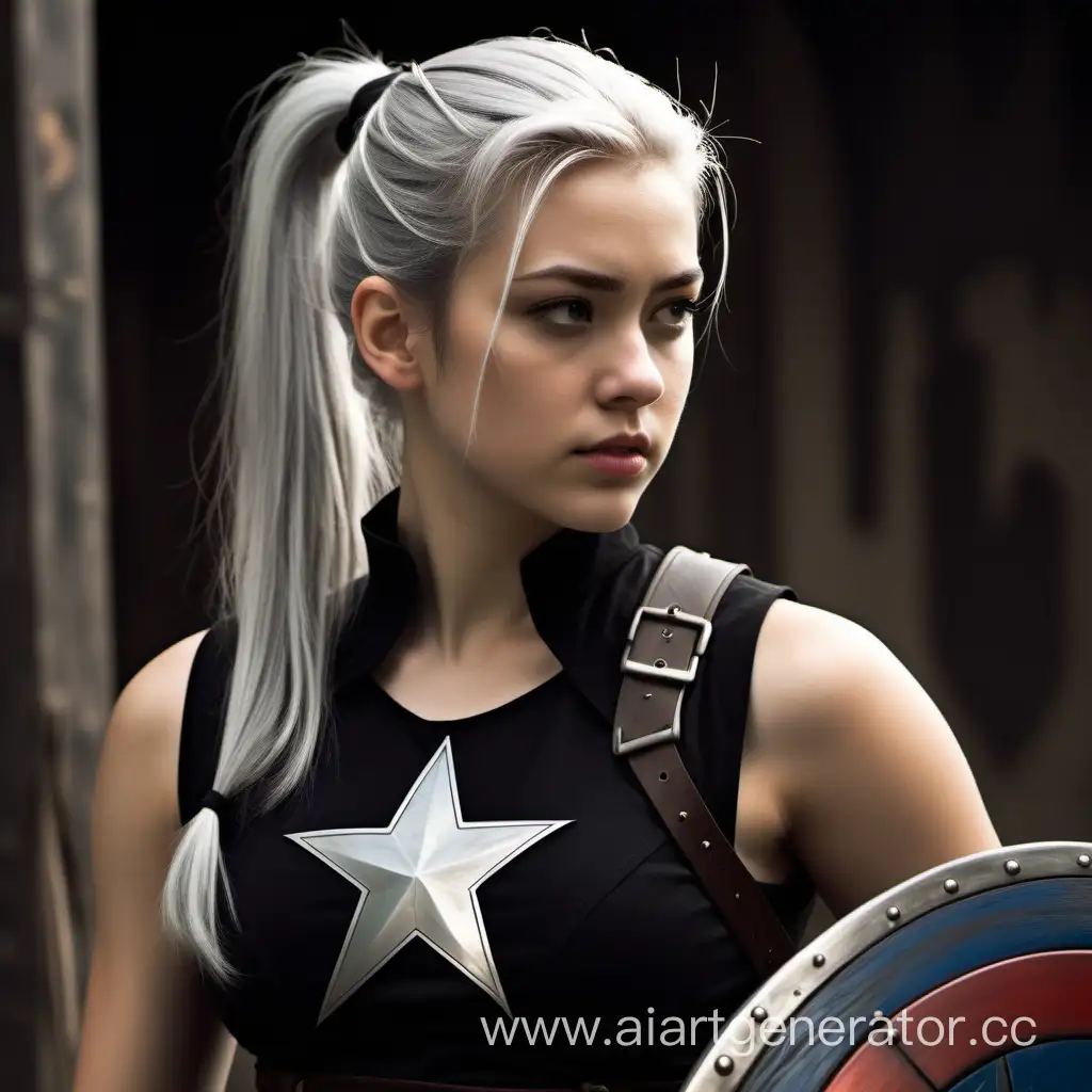 SilverHaired-Captain-America-Sidekick-Wielding-MedievalStyle-Wooden-Shield