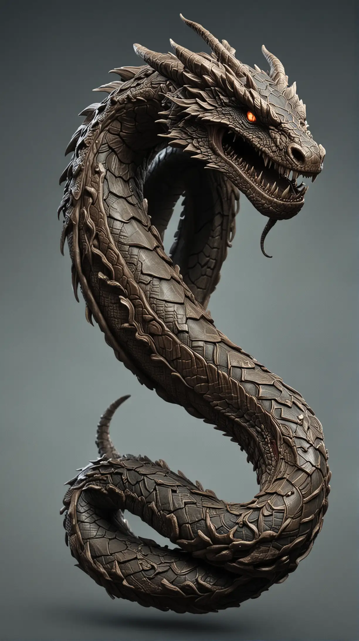 Realistic Midgard Serpent Sculpture Emerging from Ocean Waves