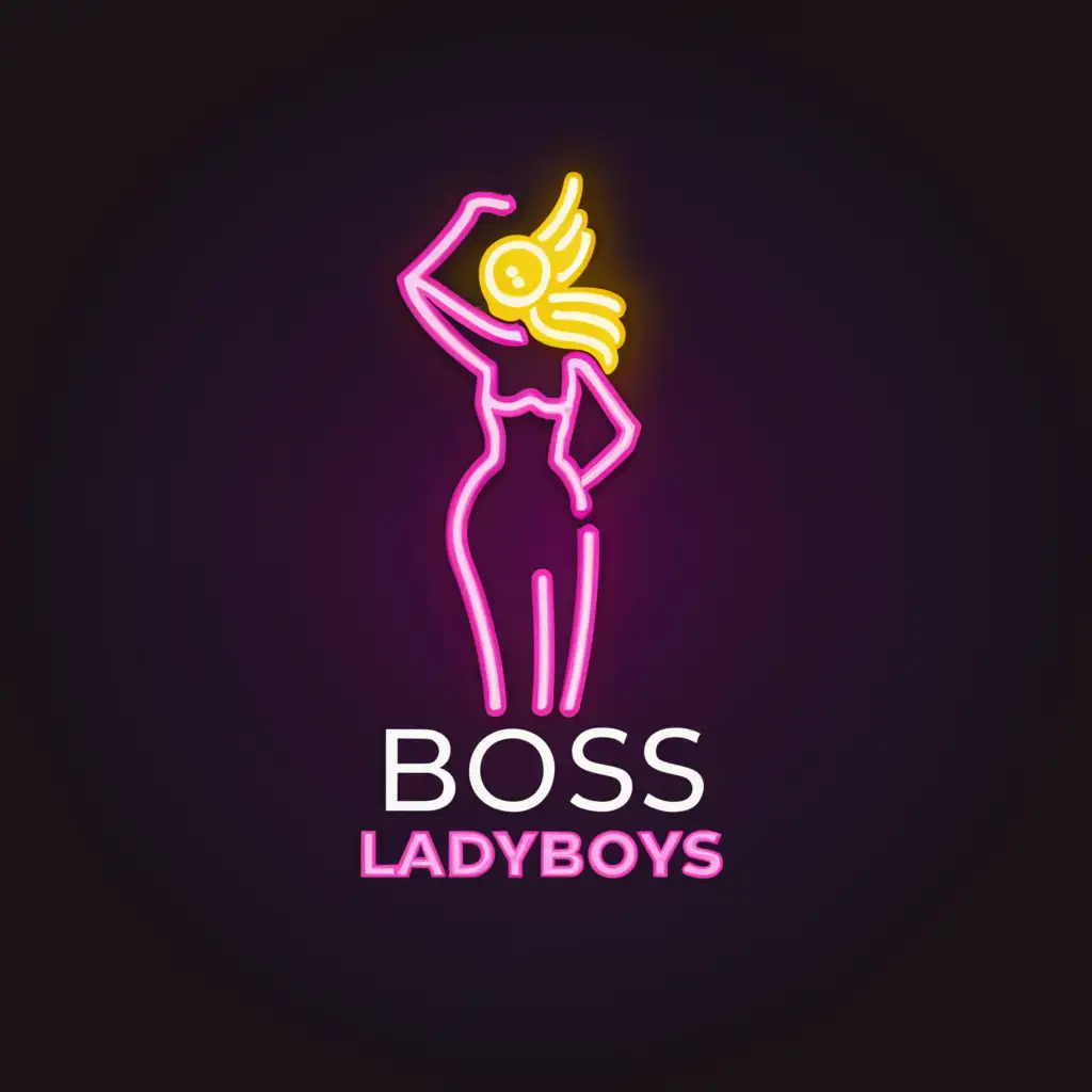 LOGO-Design-for-BOSS-Ladyboys-Neon-Lady-on-Clear-Background