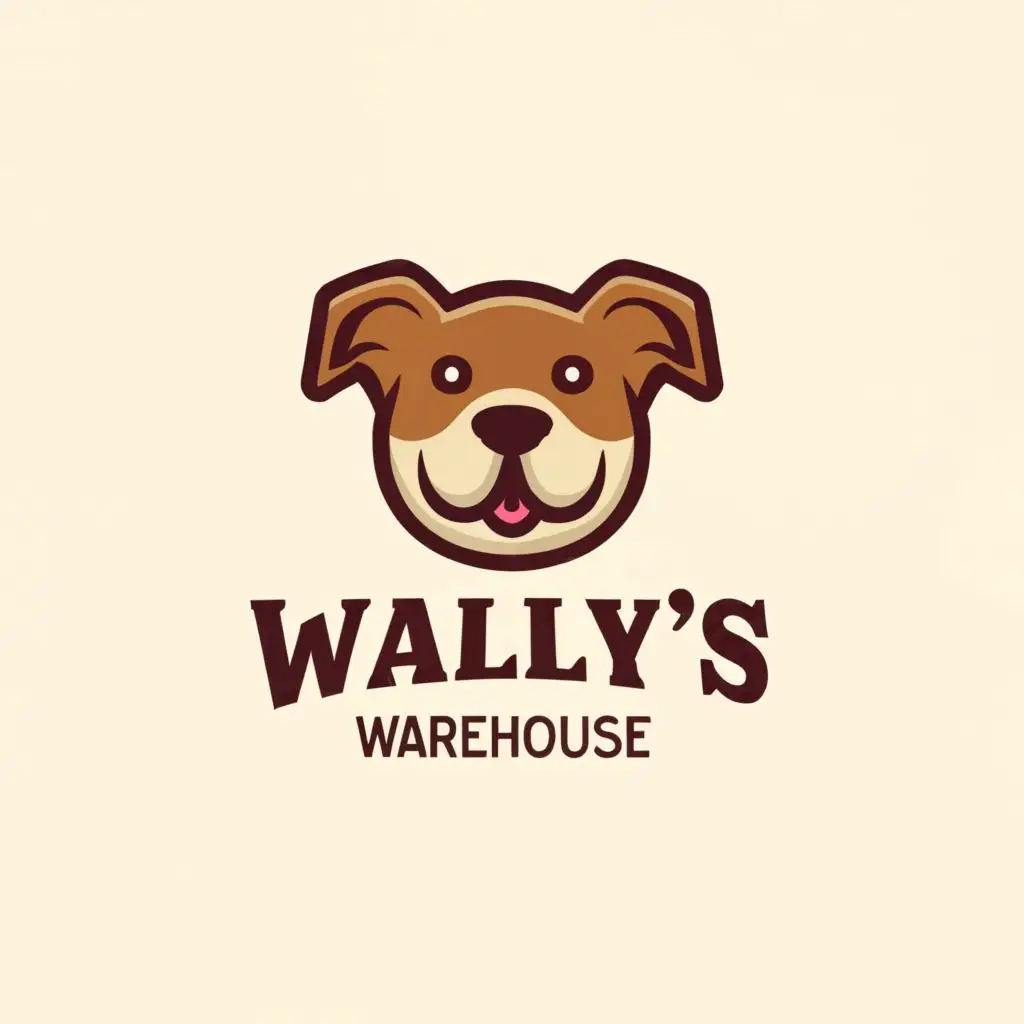 LOGO Design for Wallys Warehouse Playful Dog Mascot in a Clear