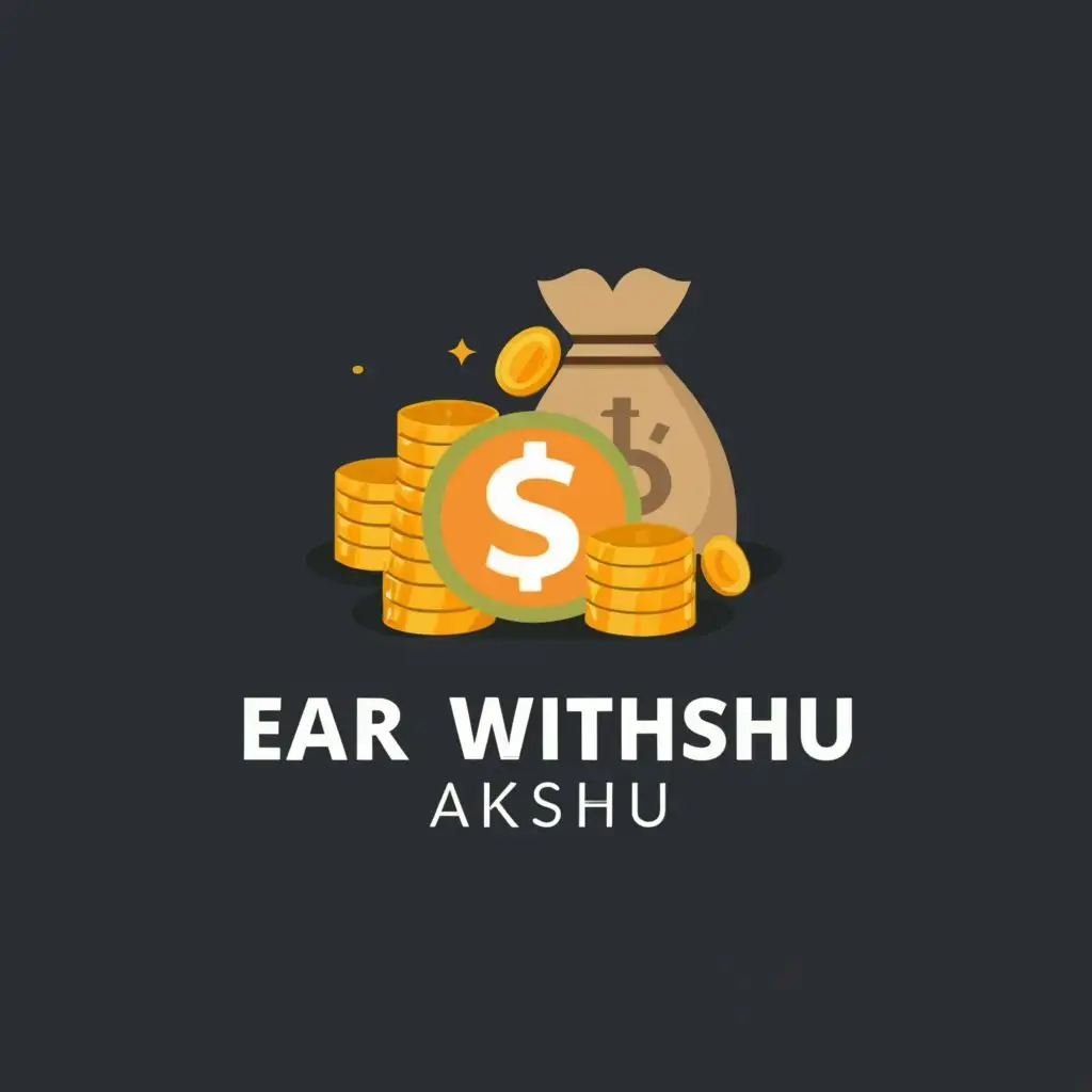 logo, Money, with the text "EARN WITH AKSHU", typography, be used in Finance industry