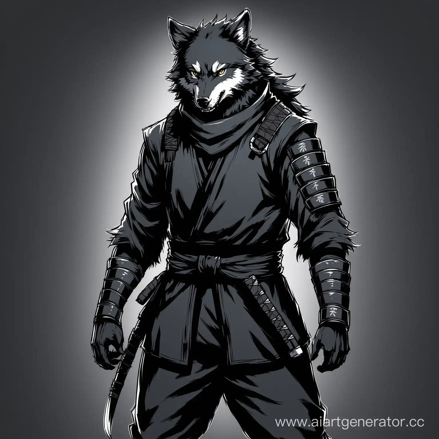 человек волк, черного цвета,
 ниндзя