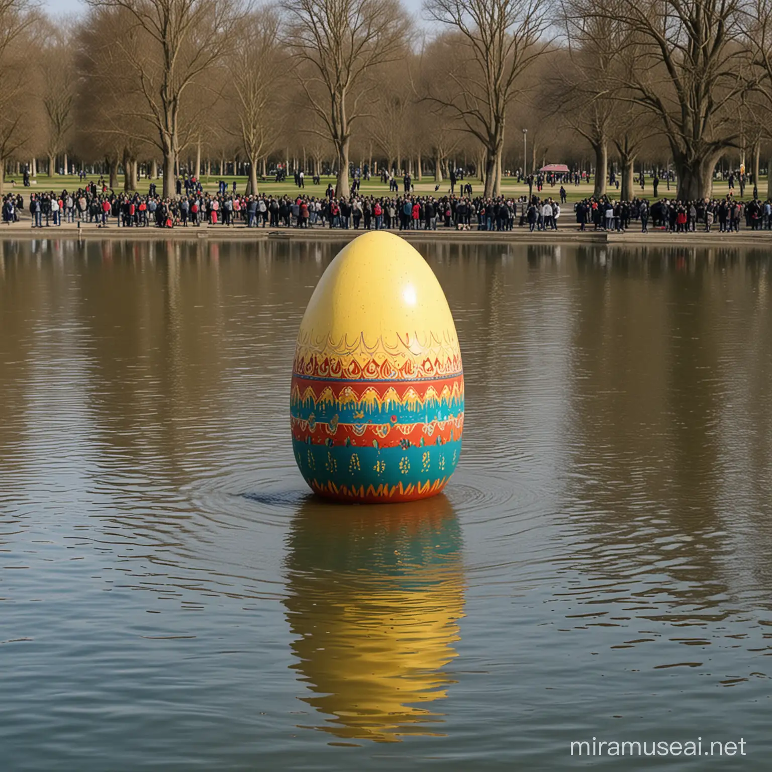 Giant Easter Egg Floating in Lake Daumesnil Paris Vibrant Holiday Display