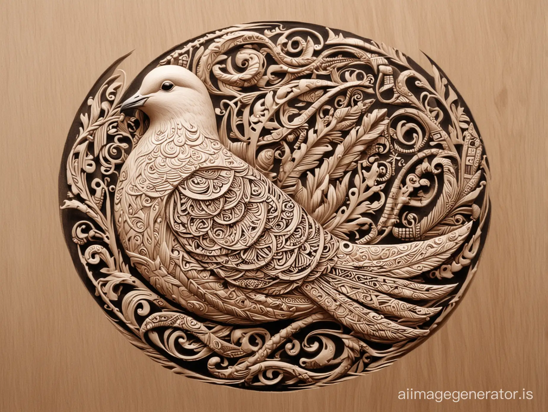 Majestic-Dove-with-Traditional-Maori-Design-Soaring-Gracefully
