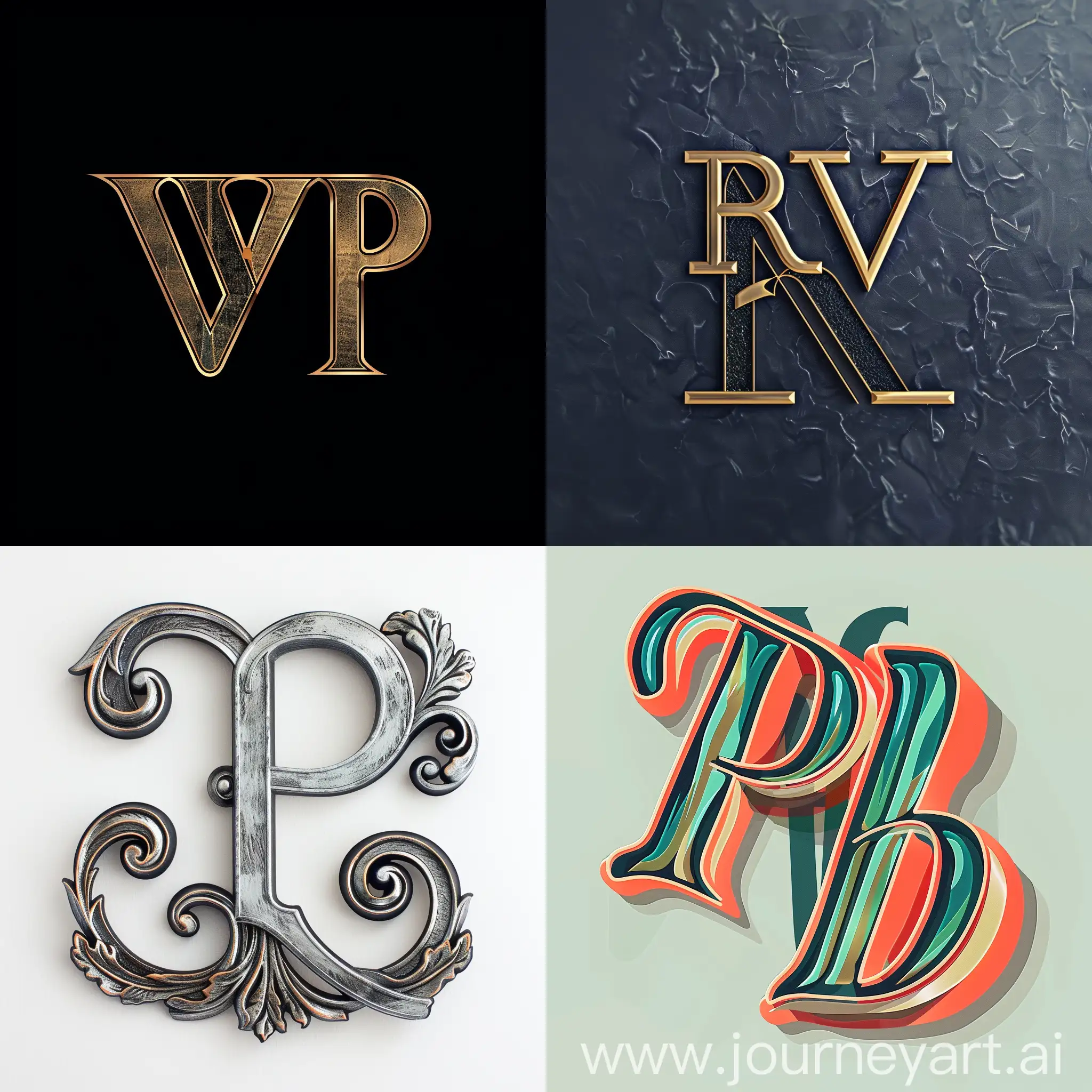 Monogram with the letters P, v and R