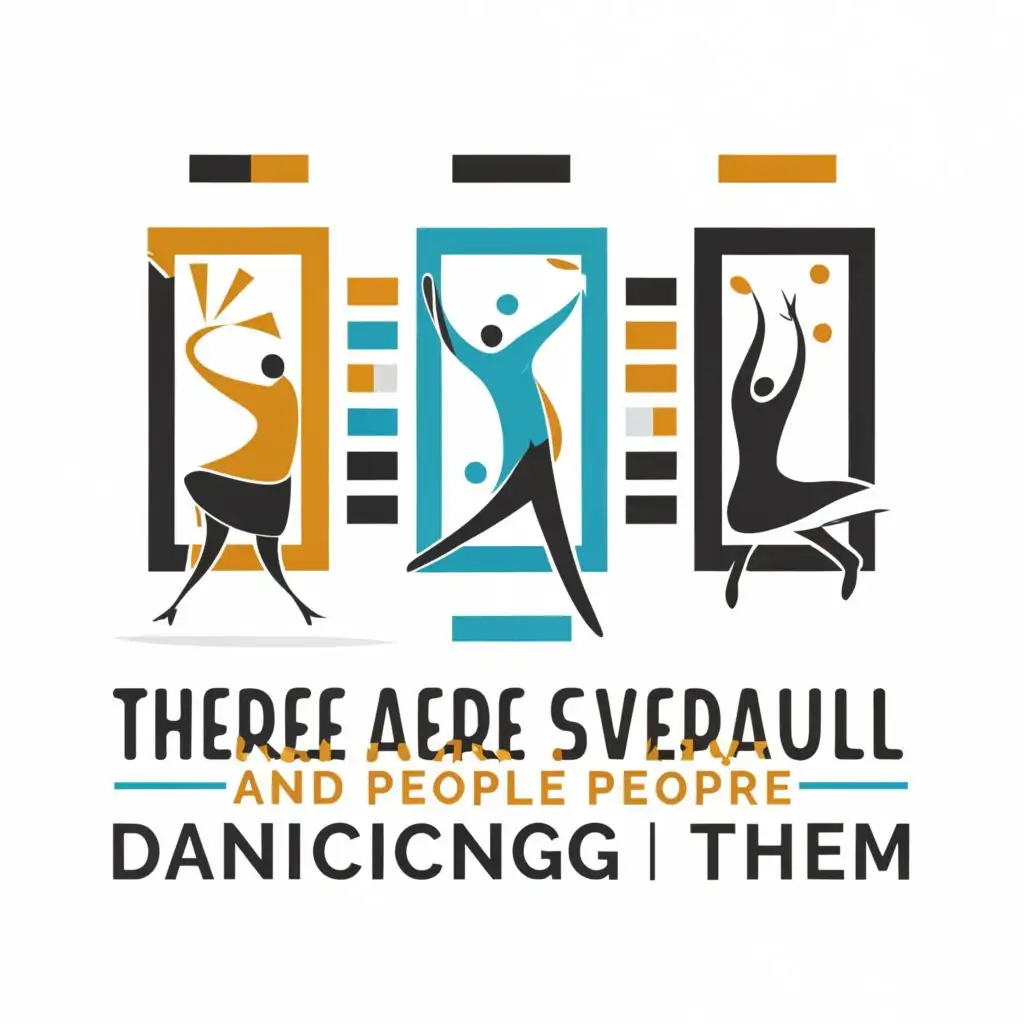 a logo design,with the text "There are several windows and siluettes of people dancing in them", main symbol:There are several windows and siluettes of people dancing in them,Minimalistic,be used in Entertainment industry,clear background