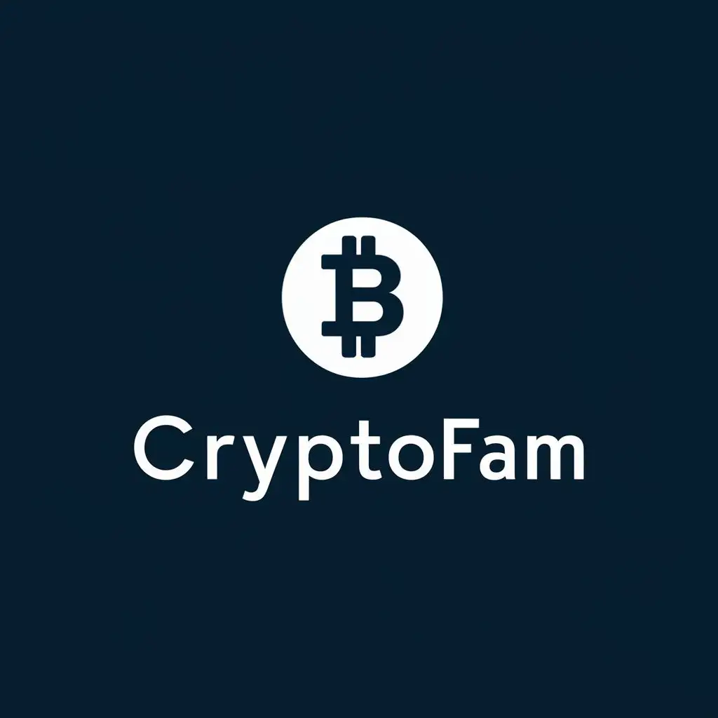 logo, main symbol of logomust be crypto, with the text "CryptoFam", typography