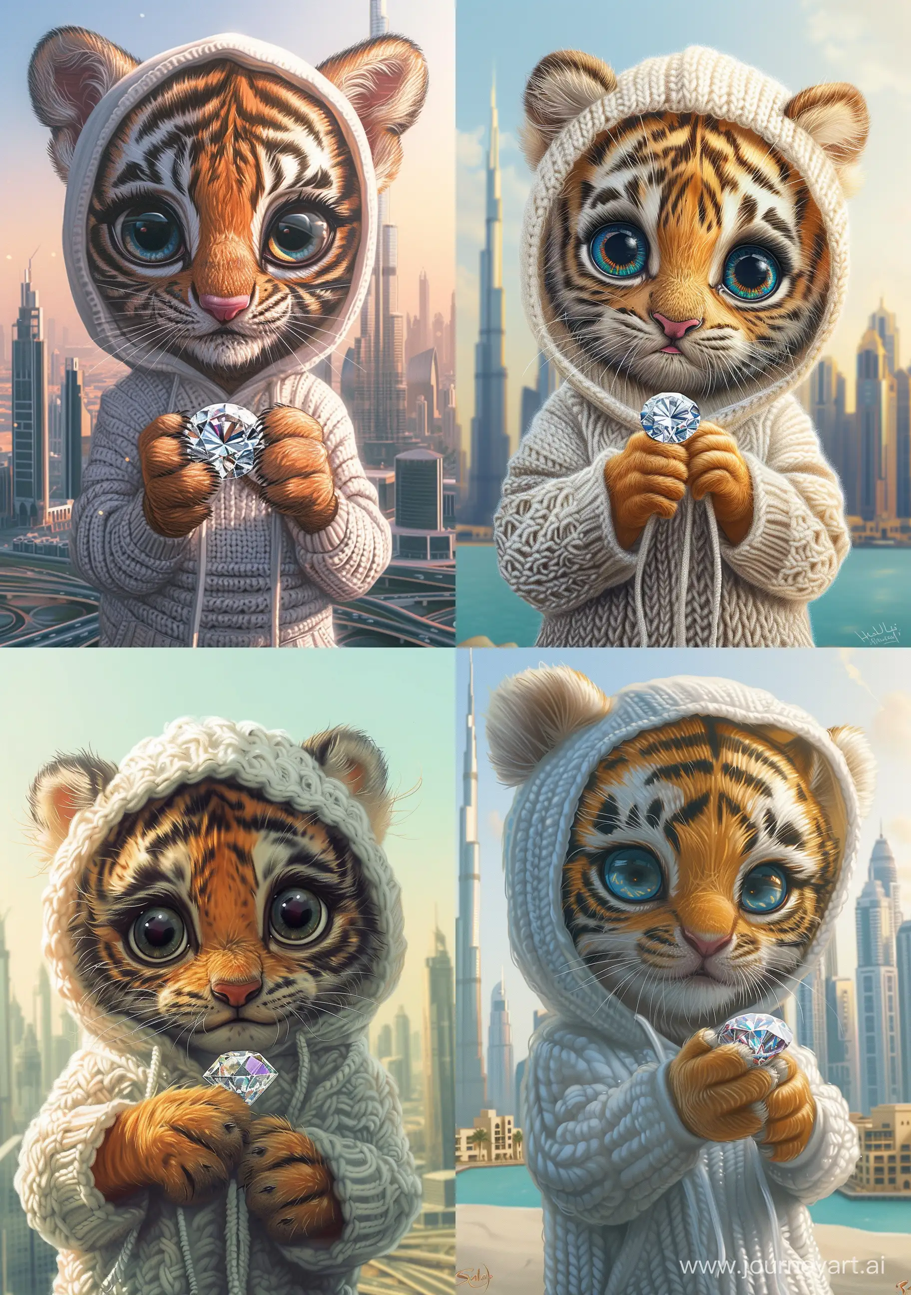 Charming-Tiger-Cub-with-Diamond-in-Dubai-Cityscape