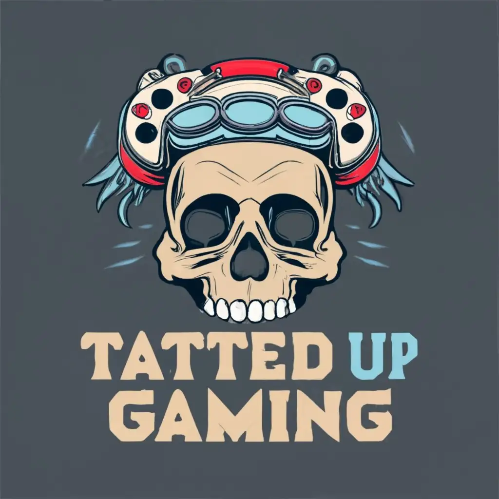 logo, skulls, with the text "Tatted Up Gaming", typography, be used in Entertainment industry