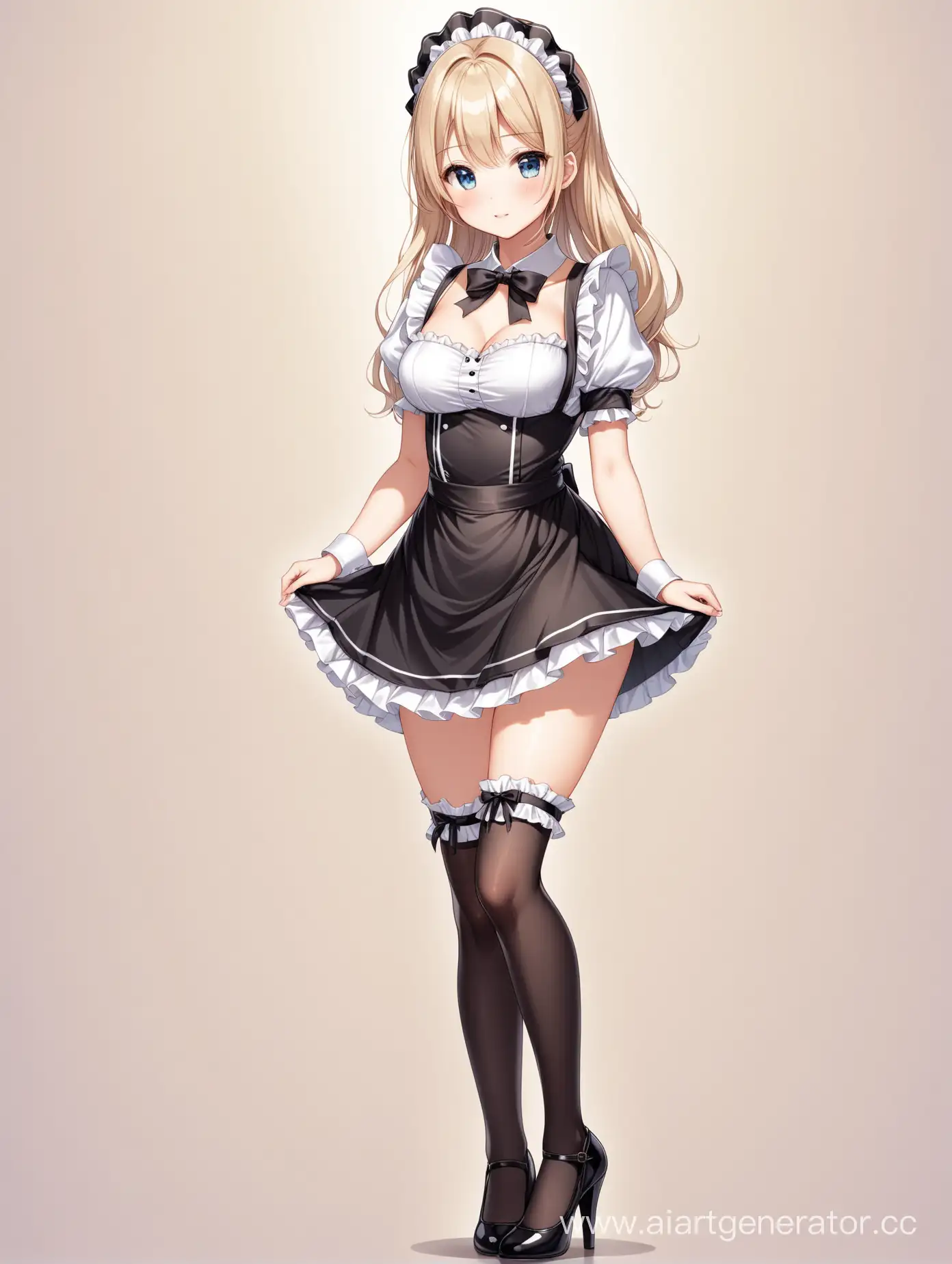Adorable-Petite-Maid-in-MiniSkirt-and-Stockings-with-High-Heels