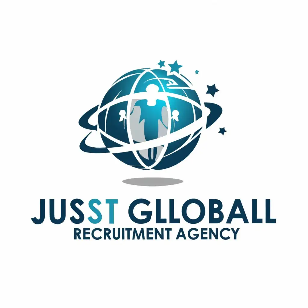 a logo design,with the text "just global recruitment agency", main symbol:Global Recruitment Agency stands as a beacon in the staffing industry, connecting exceptional talent with esteemed organizations across the globe. With a steadfast commitment to integrity and excellence, we specialize in sourcing highly skilled professionals for both the aviation and hospitality sectors. Our extensive network, coupled with our unwavering dedication to client satisfaction, positions us as the premier choice for companies seeking top-tier talent and individuals pursuing rewarding career opportunities.,Moderate,clear background
