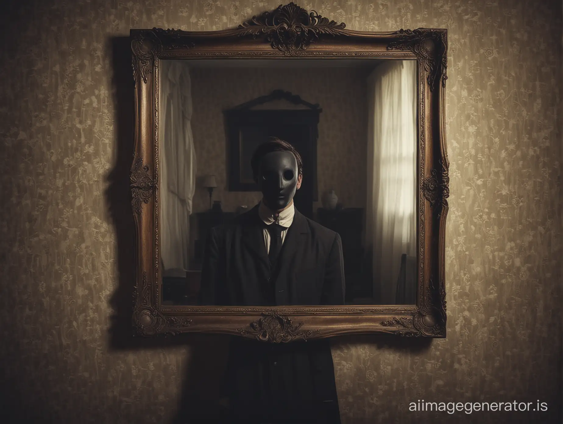 faceless man, horror, eerie, disturbing, dream, ominous, looking at you, folk horror, black eyes, victorian room
