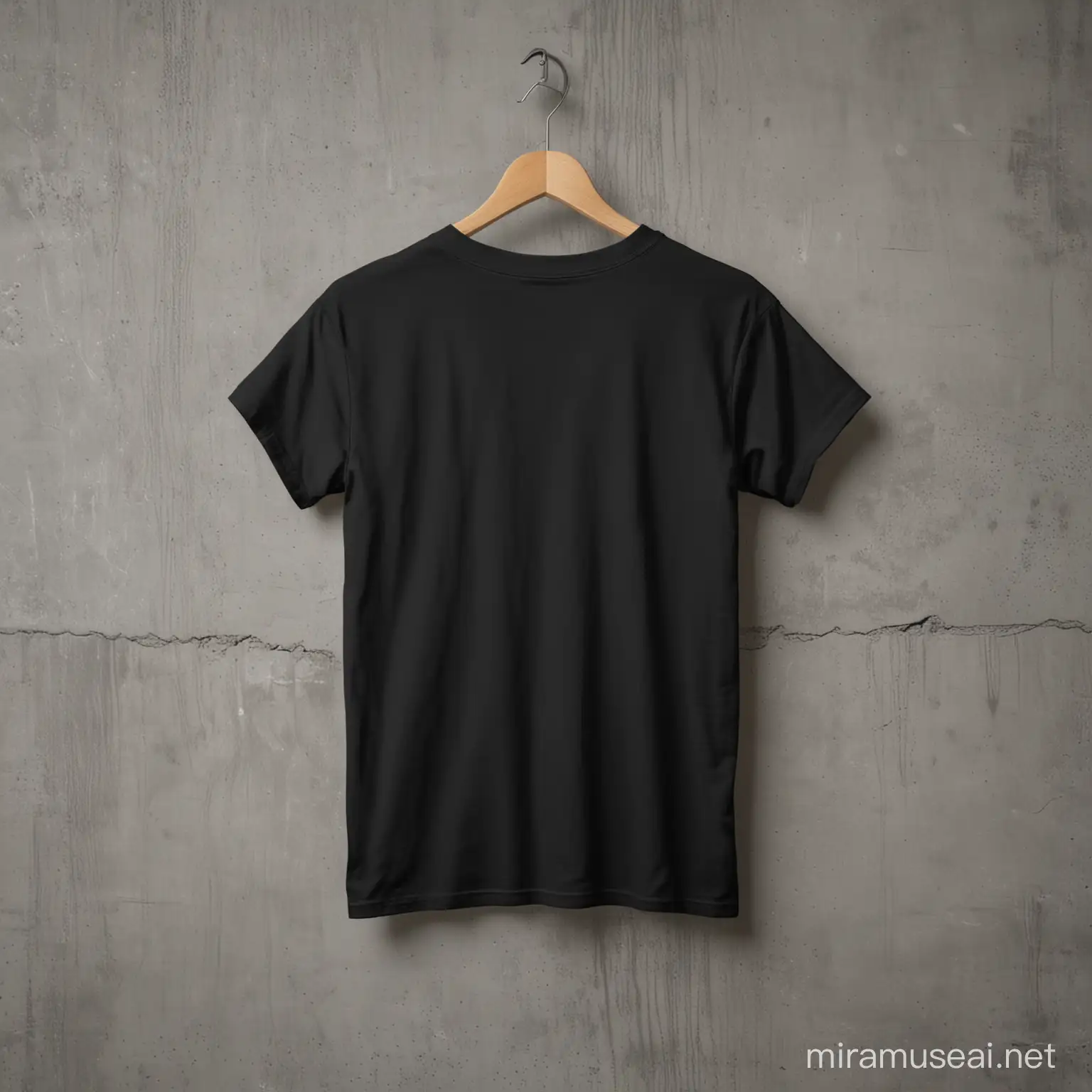 Black TShirt Mockup Hanging in Industrial Studio Background