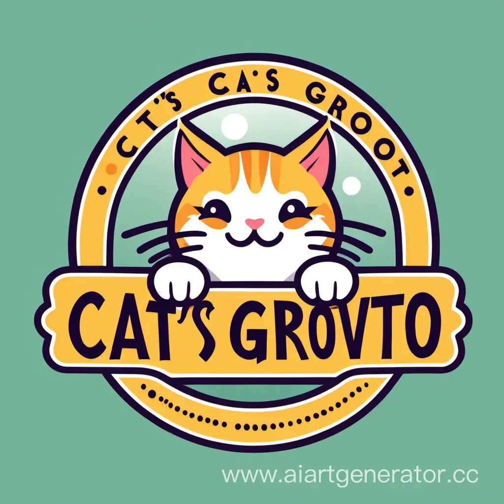 Cats-Grotto-Workshop-Logo-Whimsical-Feline-Fantasy-Design