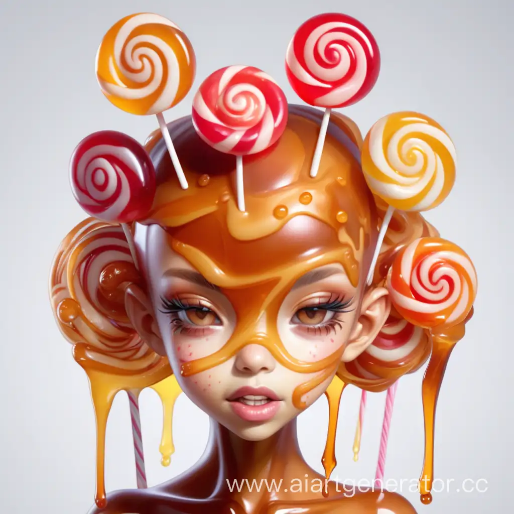 Whimsical-Jelly-Girl-with-Lollipop-Hair-and-Caramel-Mask