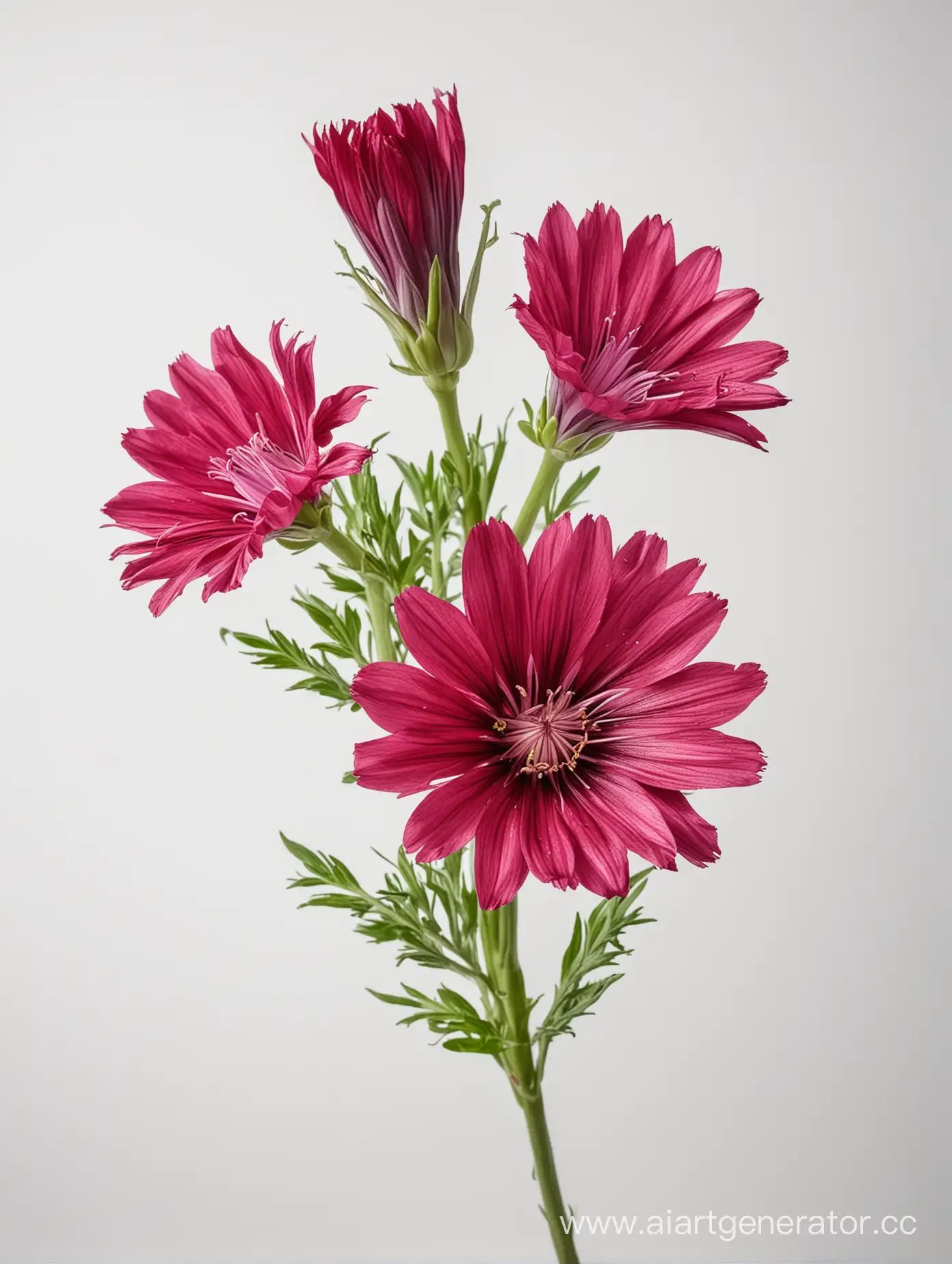 Vibrant-Red-Chicory-Flower-on-Clean-White-Background