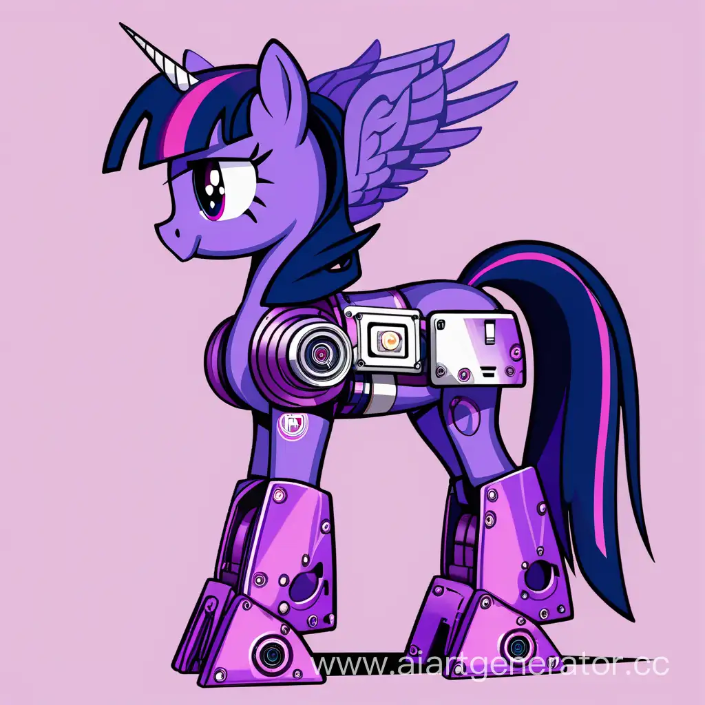 Робот пони Сумеречная искорка из май литл пони. Изображение сделать в киберпанк стилистике