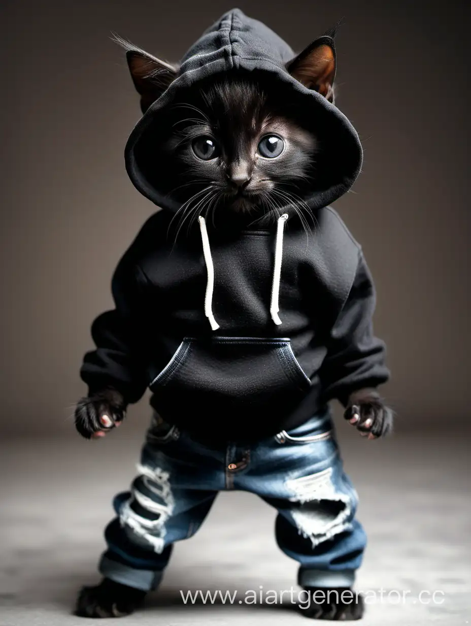Adorable-Black-Kitten-in-Stylish-Hoodie-and-Jeans