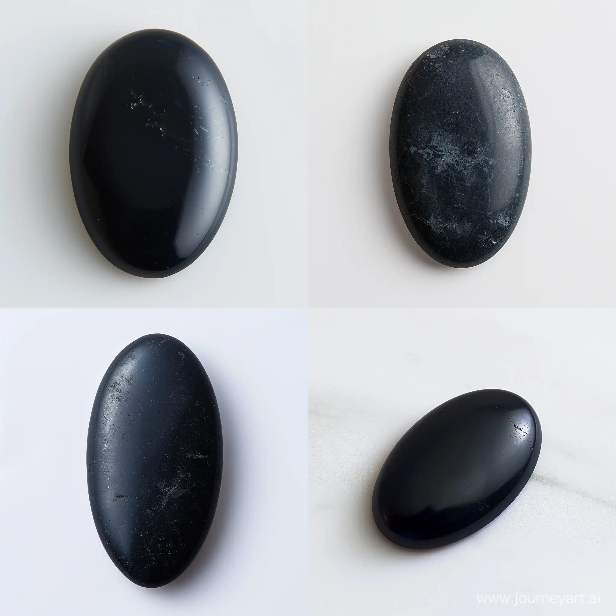 Elegant-Matte-Black-Oval-Stone-Cabochon-on-White-Background