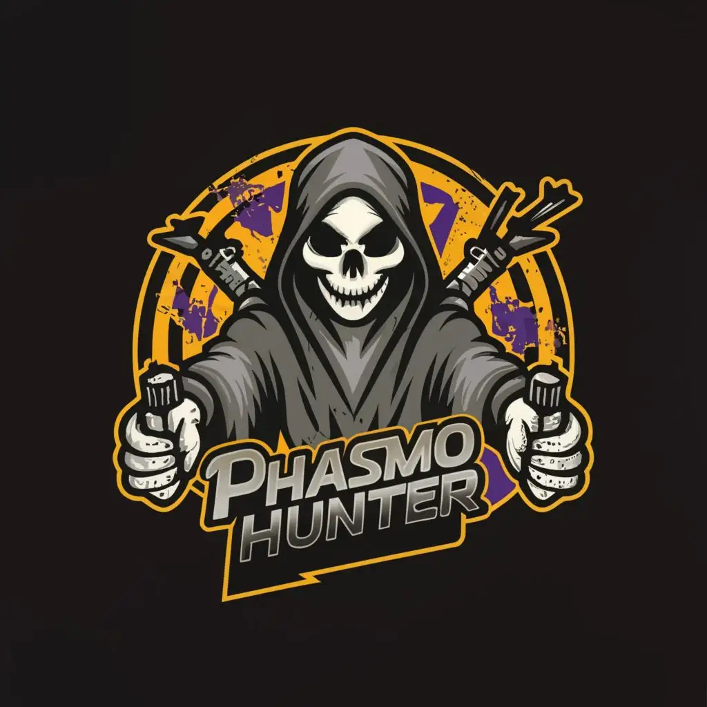logo, ghost hunter, with the text "Phasmo Hunter", typography, be used in Entertainment industry