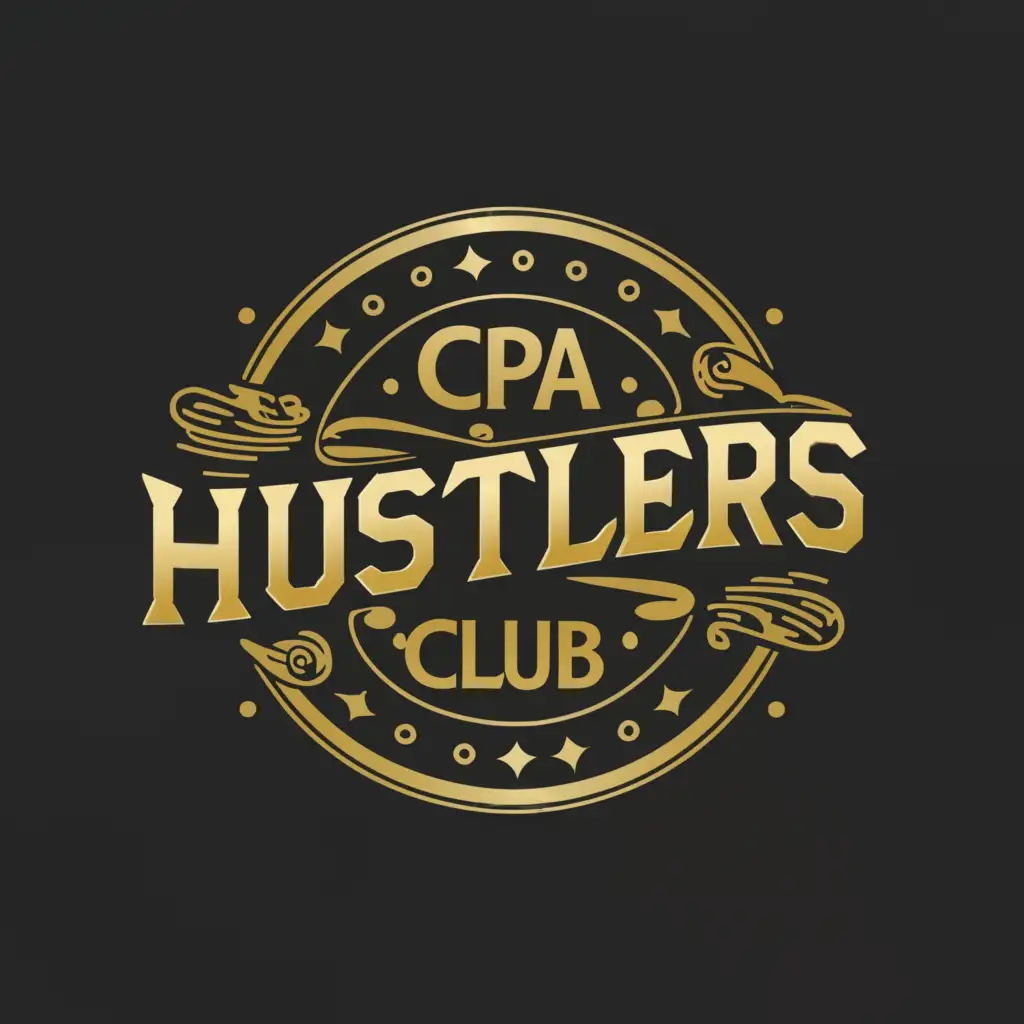 a logo design,with the text "CPA Hustlers Club", main symbol:gold coin,Moderate,be used in Technology industry,clear background