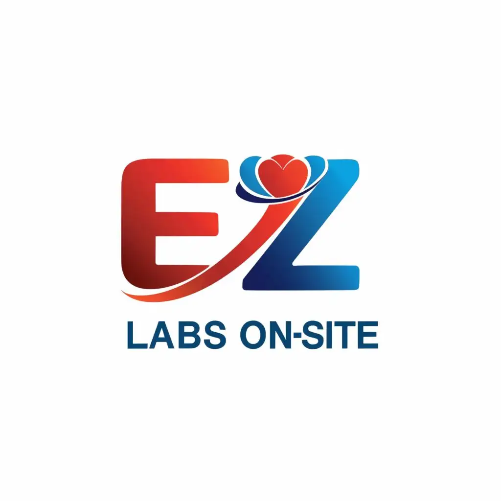 LOGO-Design-for-E-Z-LABS-ONSITE-Medical-Dental-Industry-Emblem-with-Red-White-and-Blue-Heart-Symbol