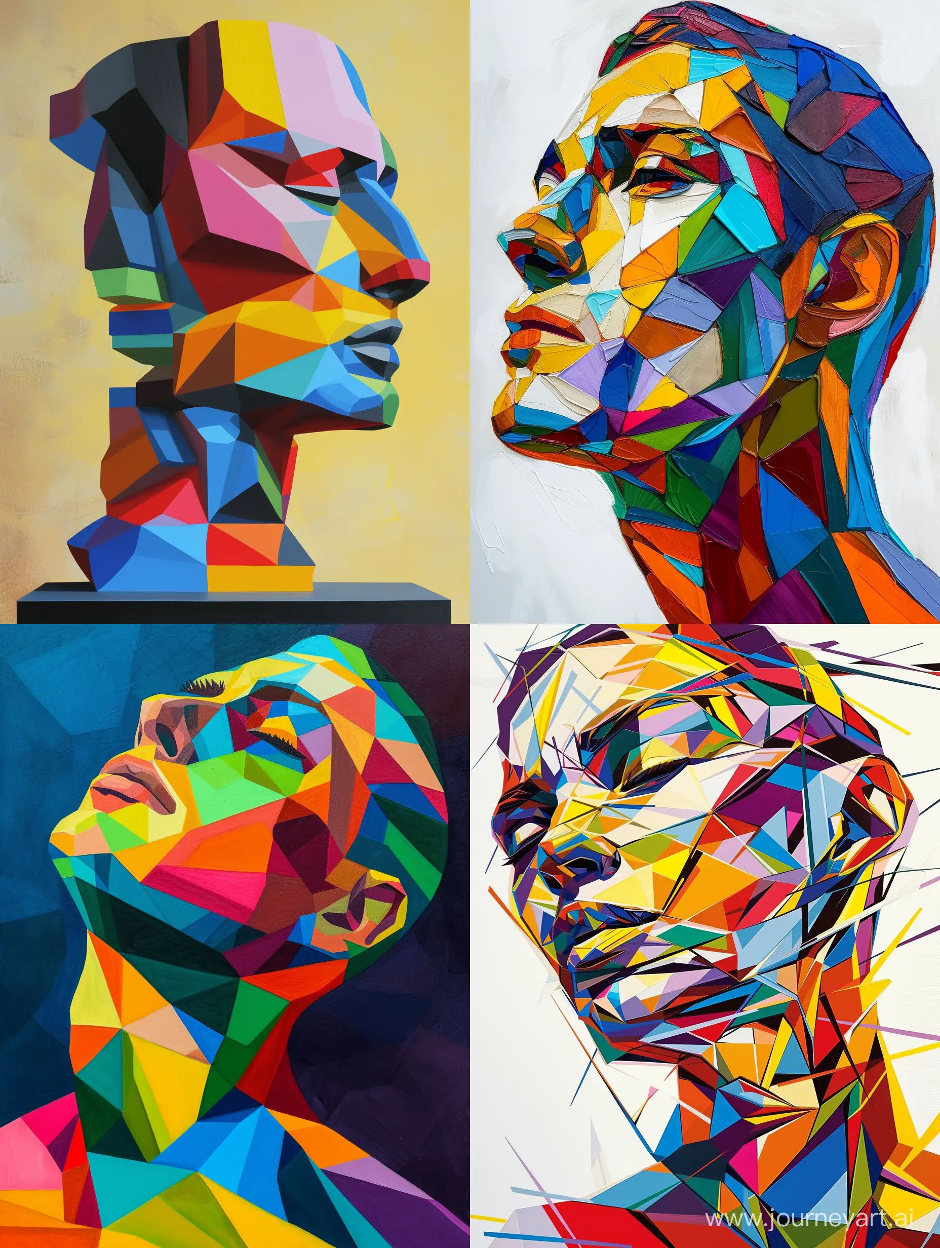 Vibrant-Abstract-Portrait-Man-Sculpture-Modern-Geometric-Harmony-in-Acrylic-Colors