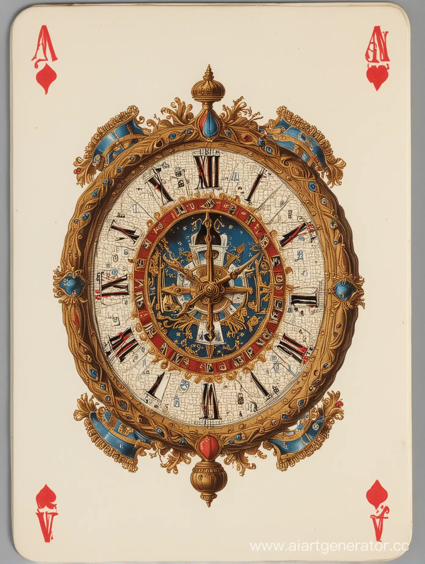 рубашка игровой карты изображающая часы  времен наполеона