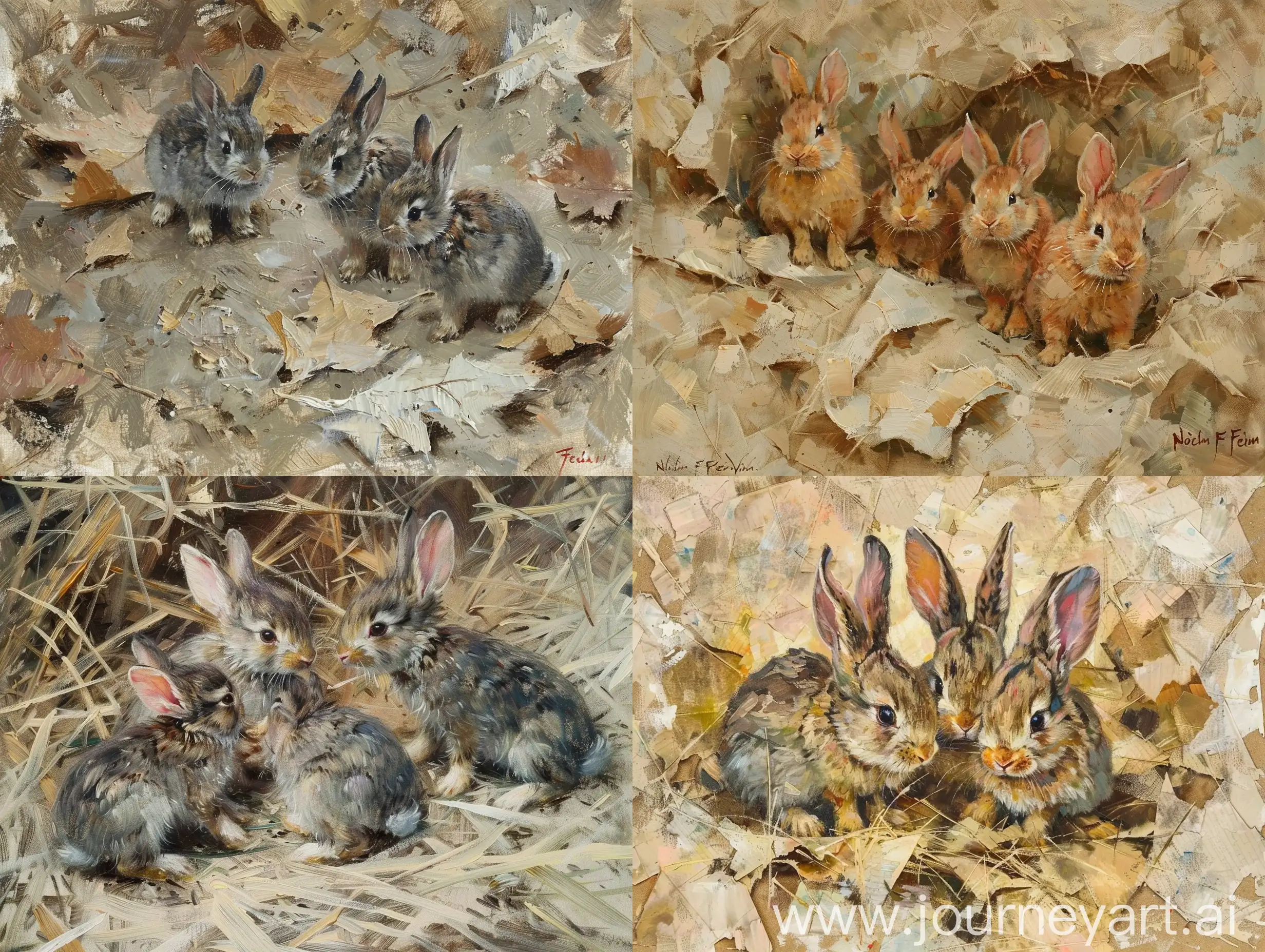 Three-Little-Rabbits-in-Nicolai-Fechin-Style-Expressive-Strokes-and-Natural-Colors
