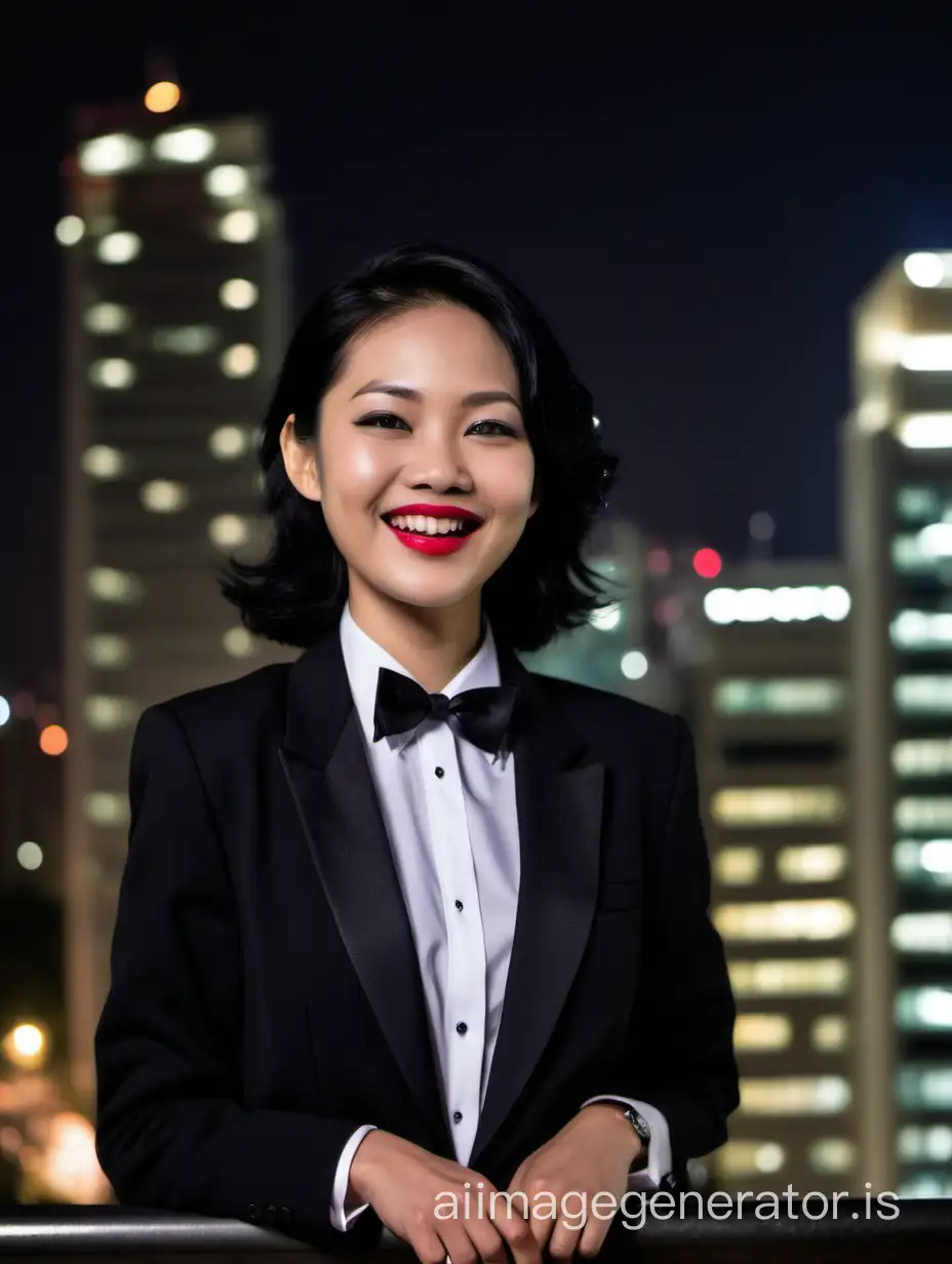 Chic-Vietnamese-Woman-in-Night-Cityscape-Elegant-Tuxedo-and-Mesmerizing-Smile