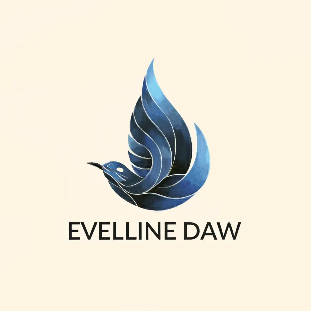 a logo design,with the text "Eveline Daw", main symbol:painting raven inside water droplet with philosopher font,Minimalistic,be used in Internet industry,clear background