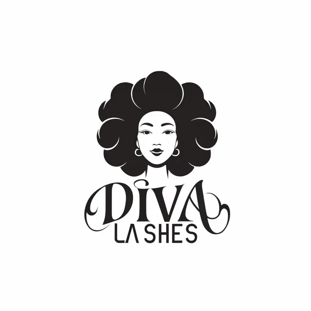 a logo design,with the text "Diva lashes", main symbol:afro lashes,Minimalistic,clear background