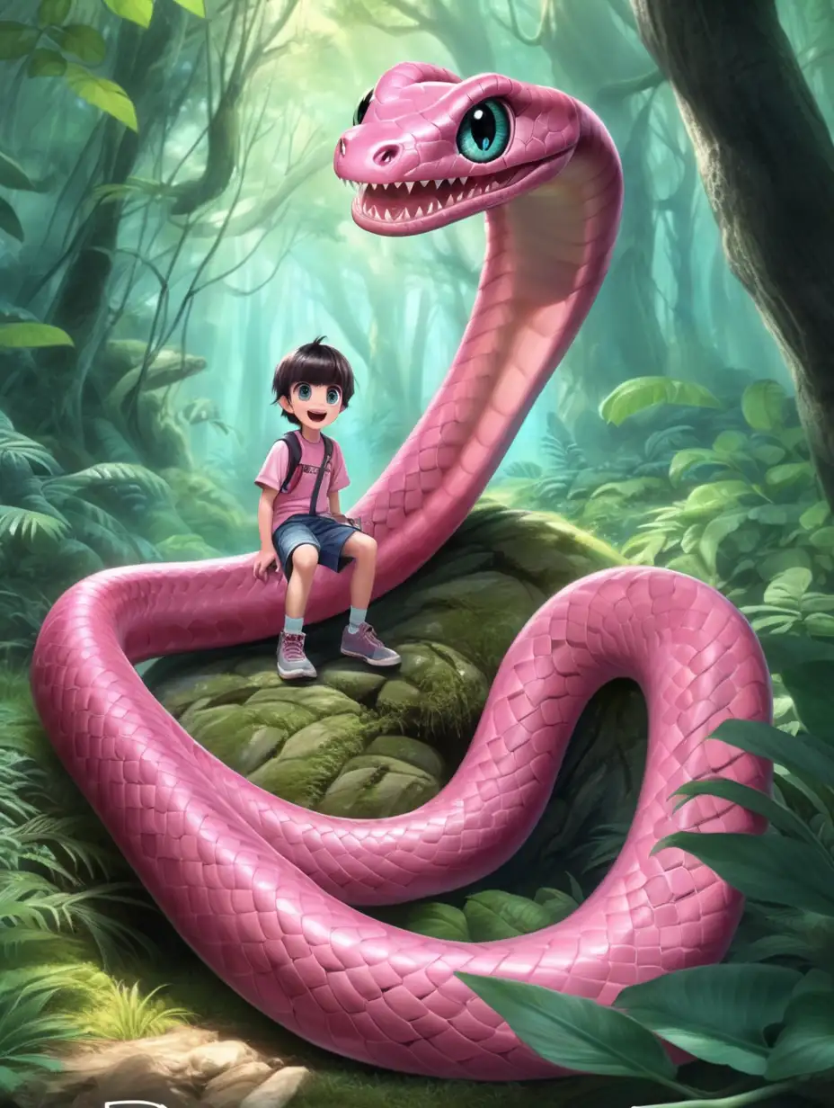 Enchanting Forest Encounter with a Smiling Pink Snake
