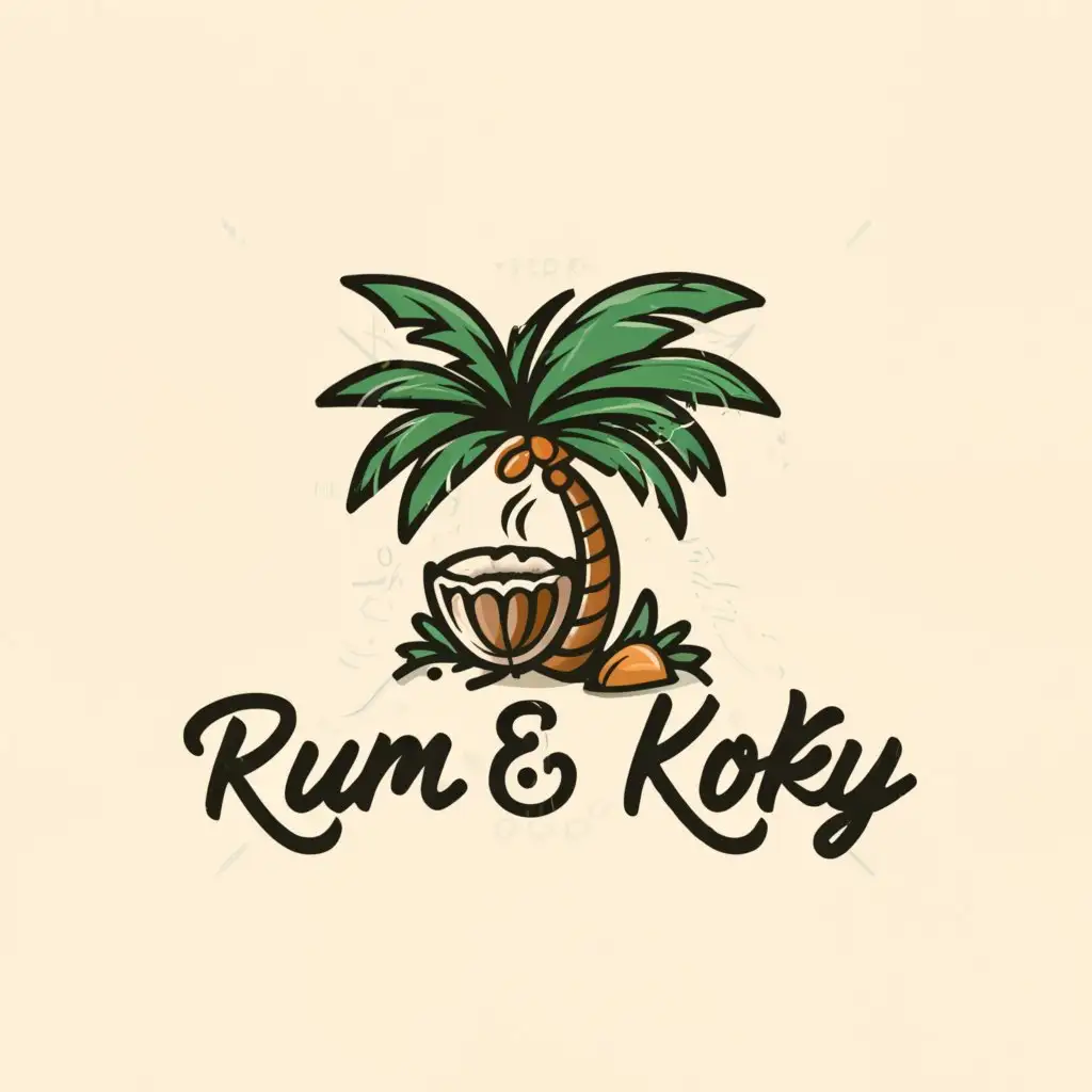 a logo design,with the text "Rum and Koky", main symbol:tropical contemporary,Moderate,clear background