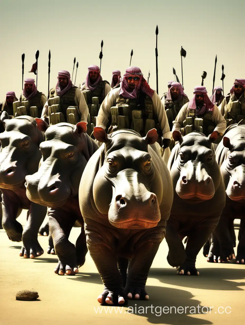 Arab-Warriors-Leading-a-Charge-with-Hippopotamus-Battalion