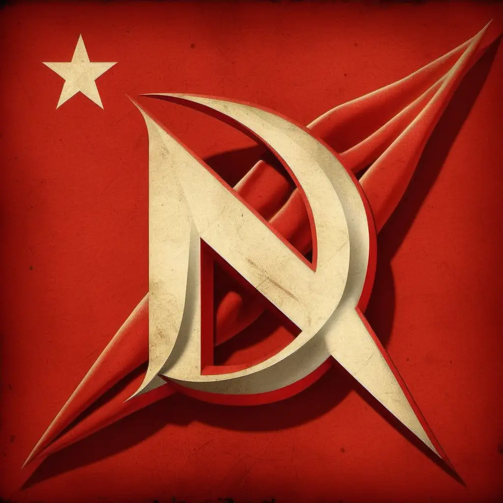 Soviet flag in 1950s style featuring the letter N 