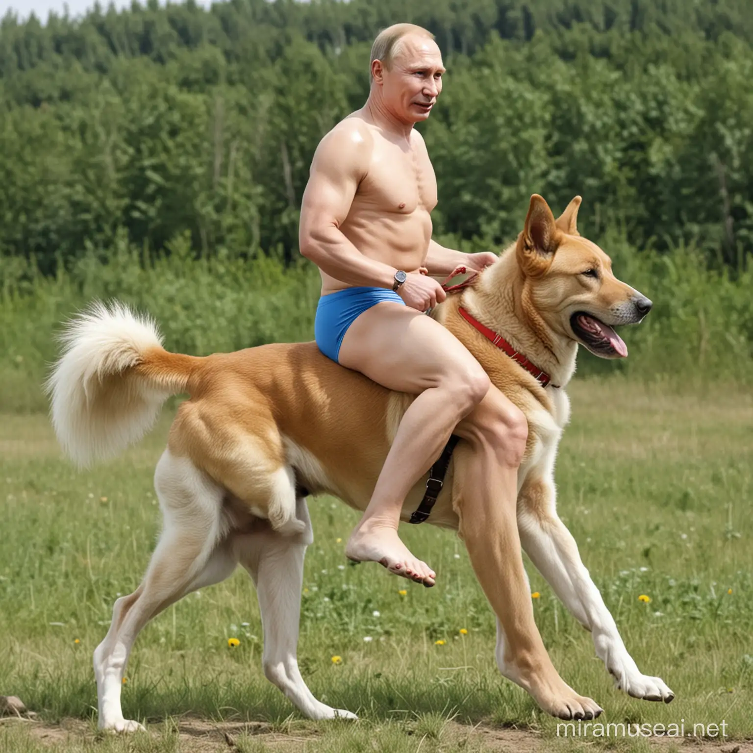 Vladimir Putin Underwear Dog Ride Unconventional Political Art