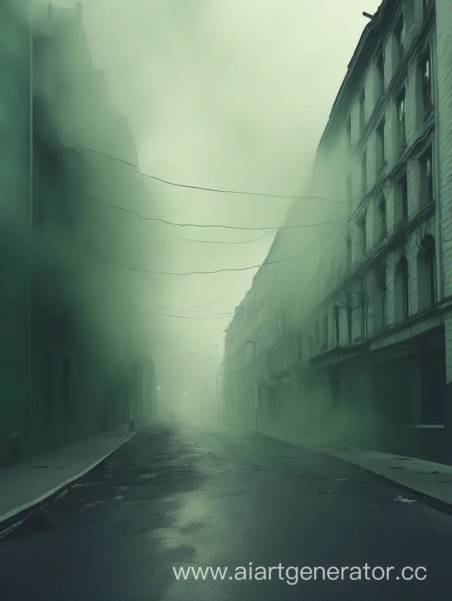 dark green-gray
 street in smoke