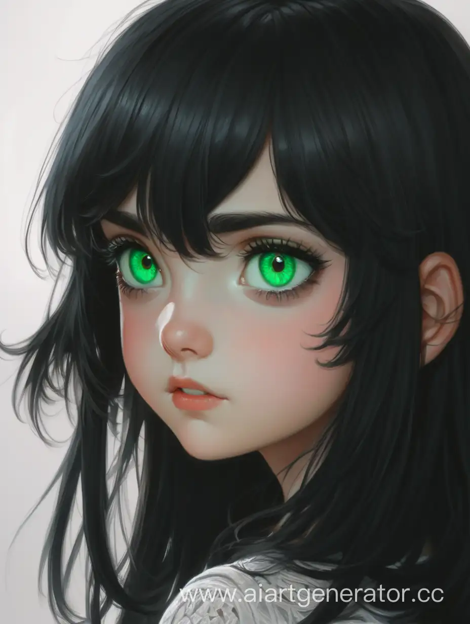 Черноволосая девушка с зелёными глазами