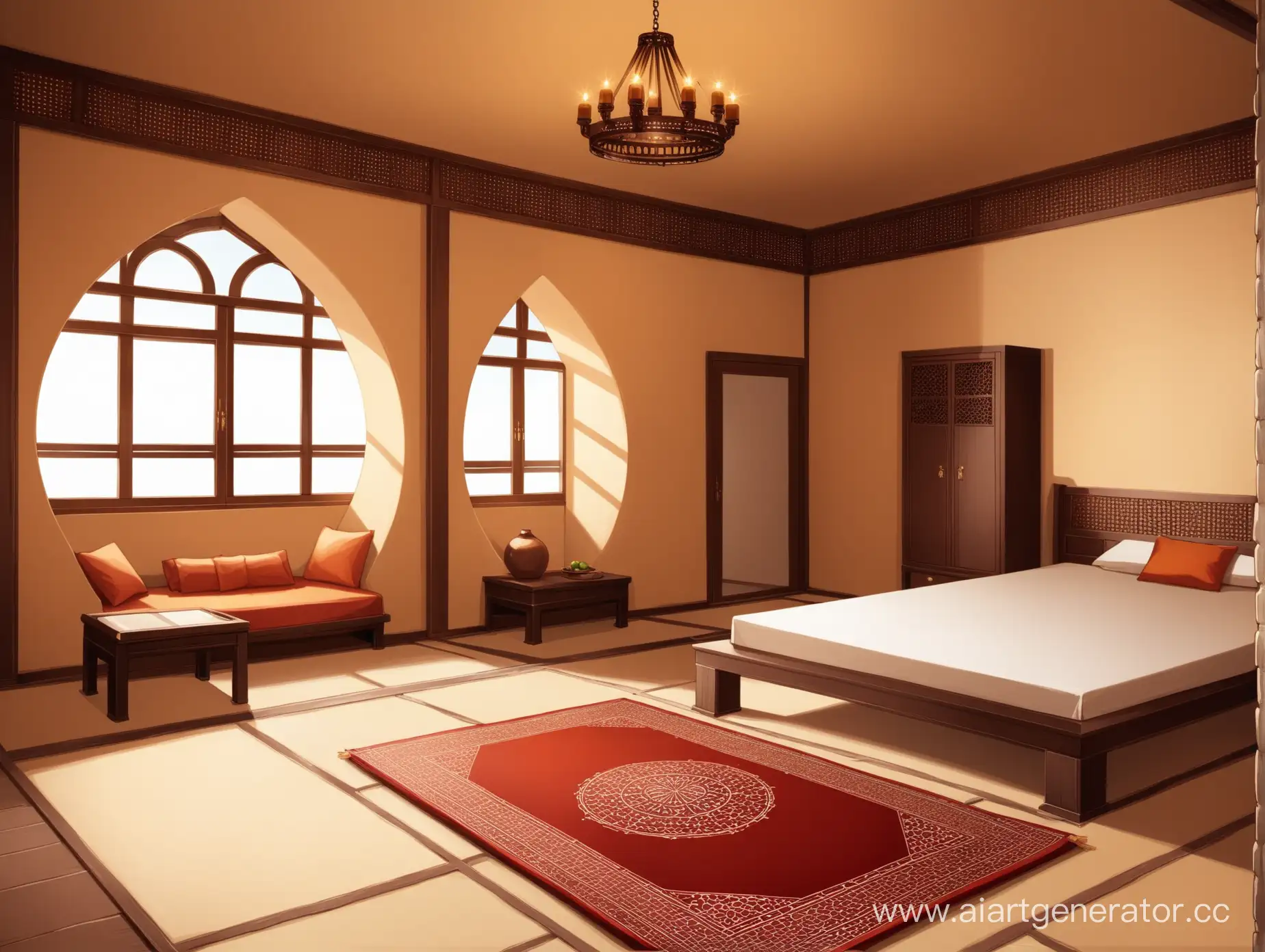 Eastern-Style-Room-with-Intricate-Decor-and-Soft-Lighting