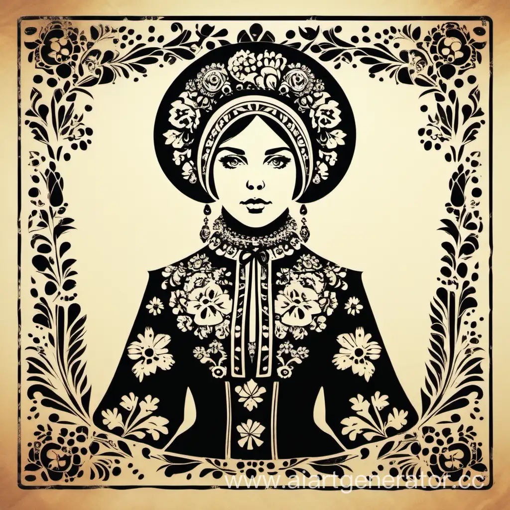 Russian-Girl-in-Traditional-Costume-Stencil-Art